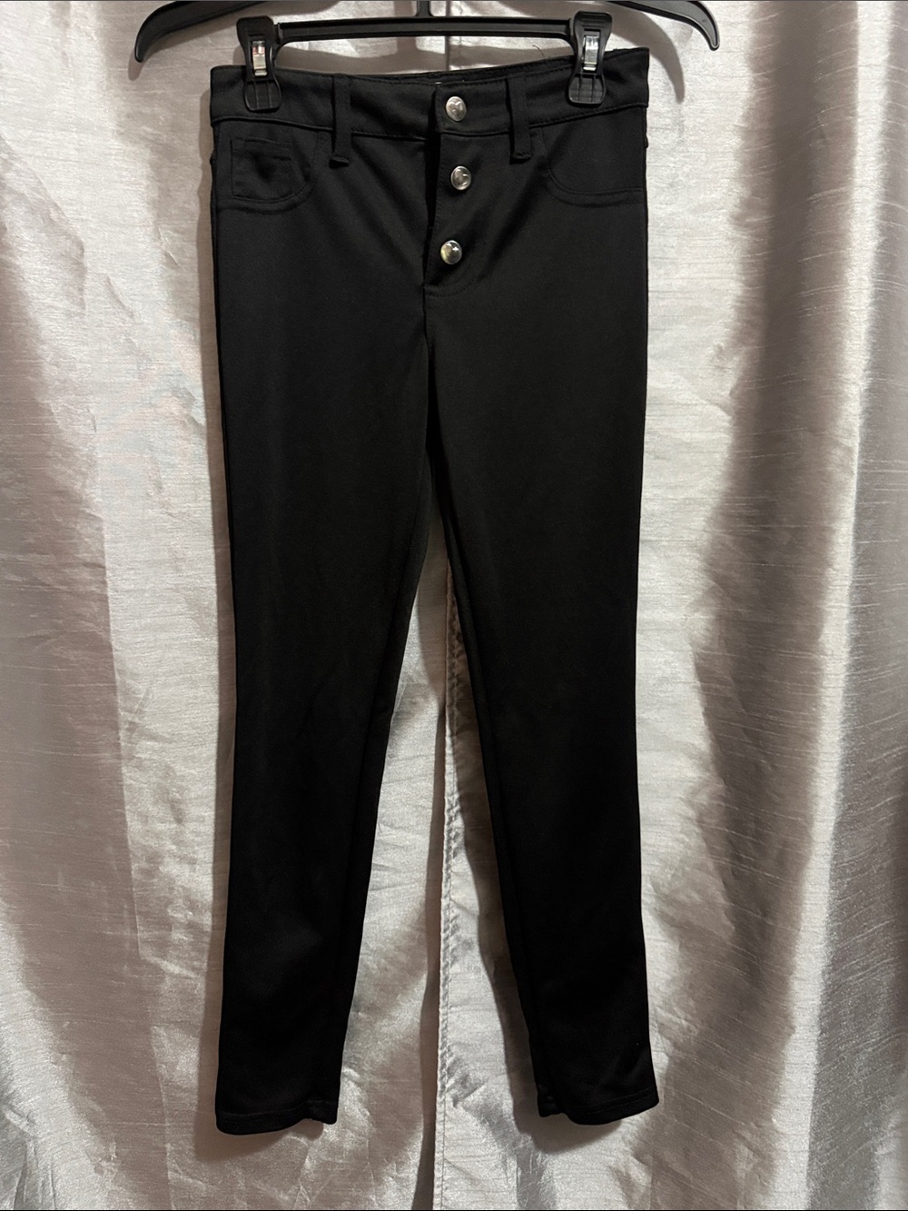 Freestyle Black Kids Leggings with Button Front